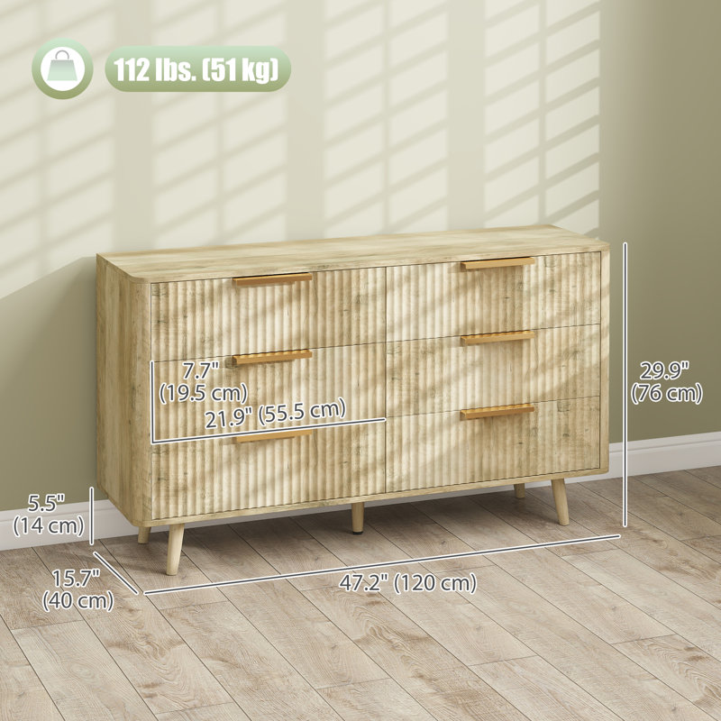 Commode 6 tiroirs pour chambre à coucher