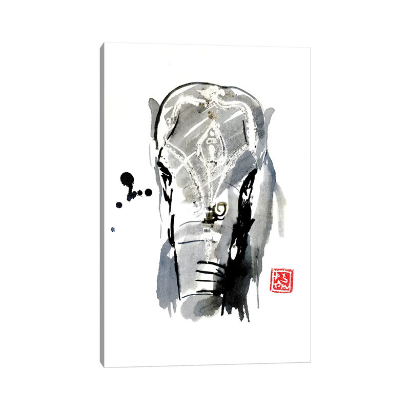 Asian Elephant by Péchane - Print on Canvas, 152.5 cm H x 101.5 cm W x 3.175 cm D, Wrapped Canvas