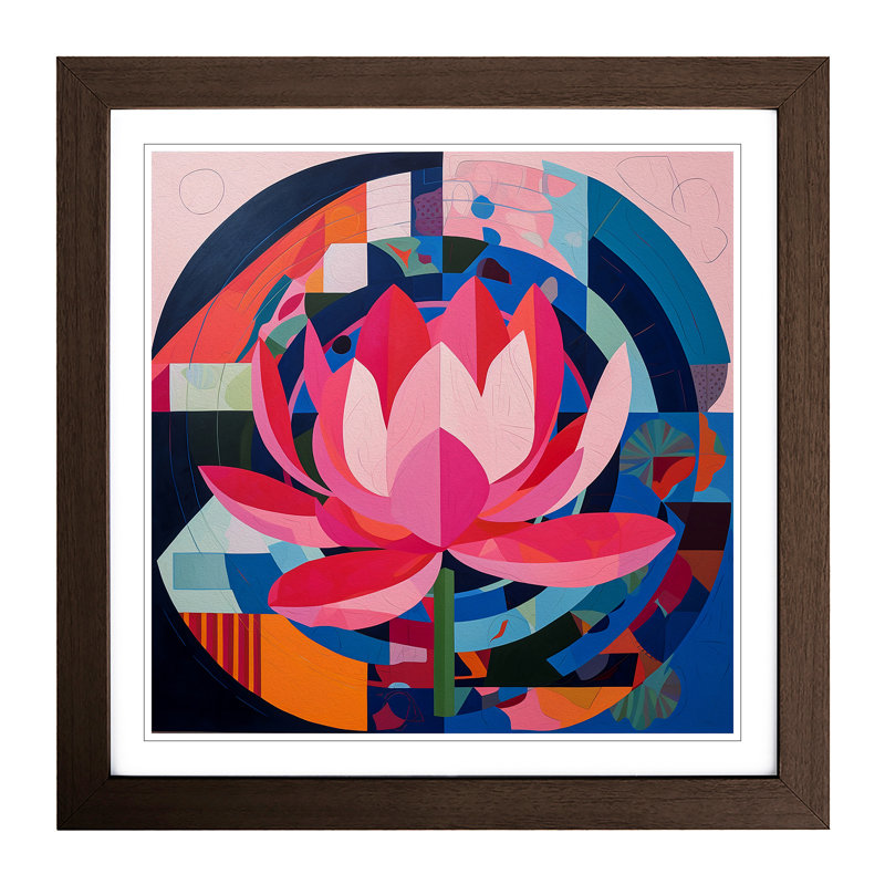 Lotus Flower Constructivism No.6 - Framed Print, Walnut