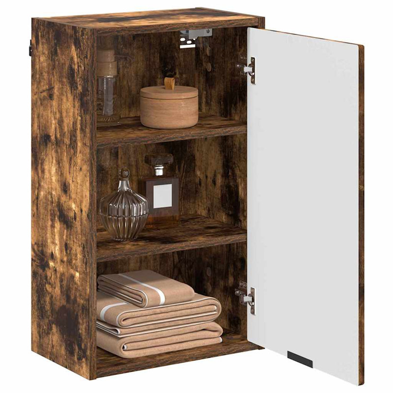 Wall Mounted Required Bathroom Cabinet, Smoked Oak