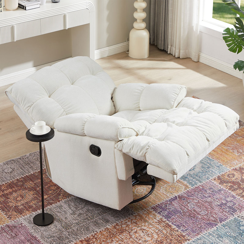 Fauteuil inclinable pivotant de 38,58 po Anaahat, Polyester crème