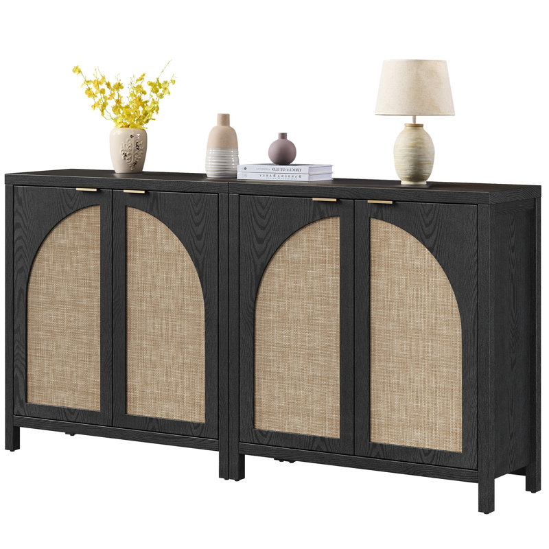 Boho - Rattan Sideboard With Adjustable Shelves, Black