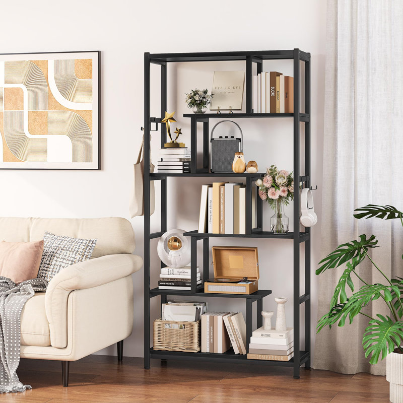 170cm H x 80cm W Metal Geometric Bookcase, Black