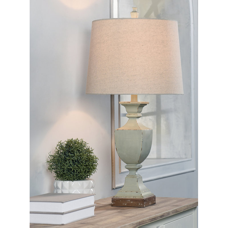 Weathered Blue and Beige Traditional Table Lamp