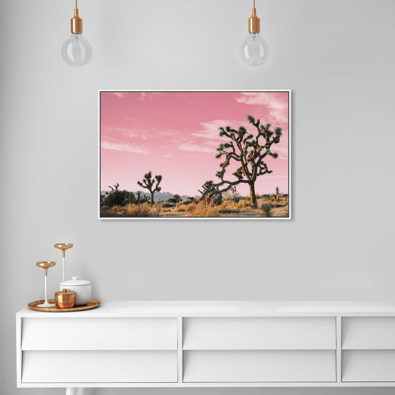 «Nature and Landscape Joshua Tree Pink II Desert Landscape», reproduction d'art sur toile, H 24 po x l 36 po x 1,5 po