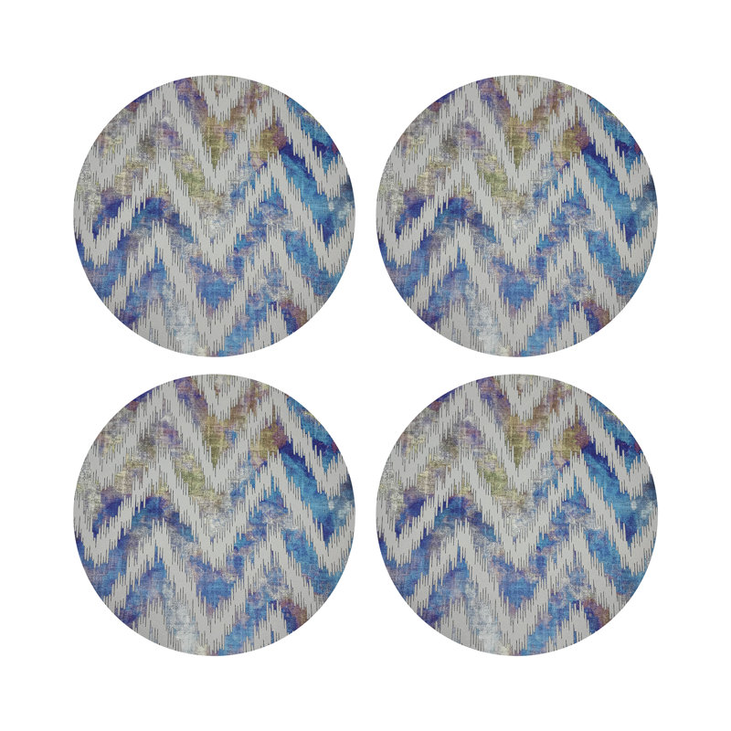 Chevron Opulence Vegan Leather Round Coasters, Coast
