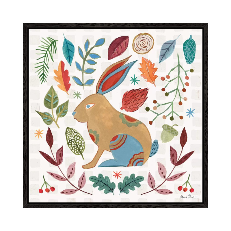 Whimsical Woodland V by Farida Zaman - Painting on Canvas, 66.04cm H x 66.04cm W x 3.81cm D, Black Framed