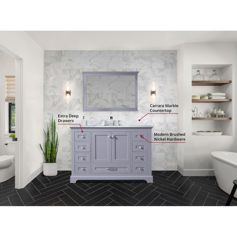 Meuble-lavabo double gris foncé 48 po X P 22 po D et 46 po Miroir, Gris foncé