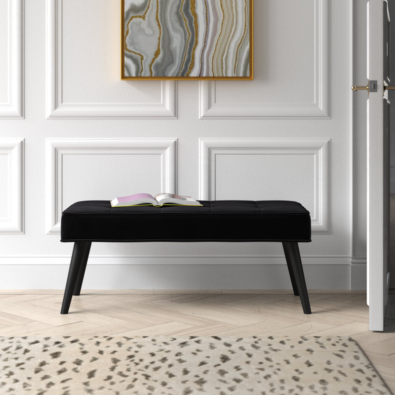 Banc rembourré Kirsten, Velours noir
