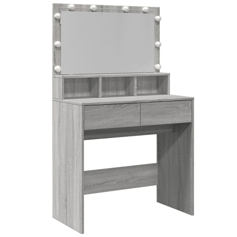 Dressing Table with Mirror, Grey Sonoma