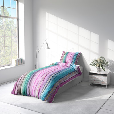 Bedding Sets Polyester Box Stitch Striped Duvet Cover & Insert