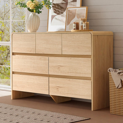 minimalist dresser Amish Nash Solid Wood 7-Drawer with Optional Mirror textured surface Lee Mid-Century Modern 6-Drawer Wide
