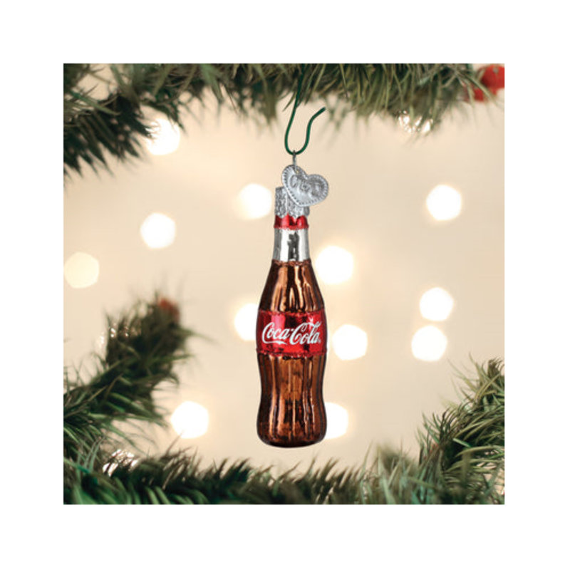 Old World Christmas Blown Glass Mini Ornament for Christmas Tree, Coca Cola Bottle