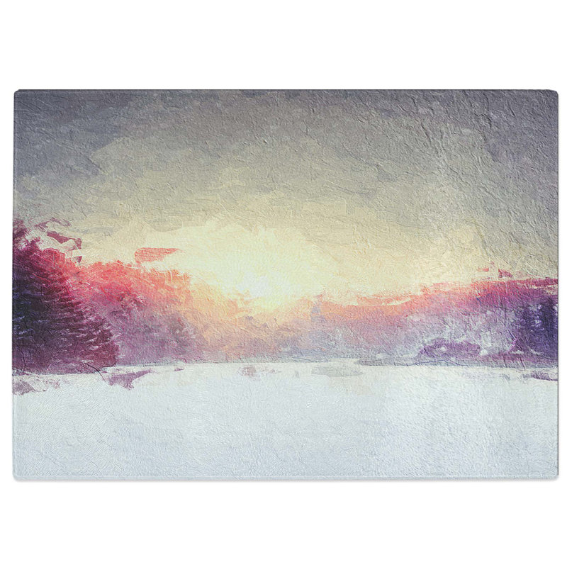 Tempered Glass Winter Sunset in Wisconsin in Abstract Cutting Board, 28.5 cm W x 20 cm L