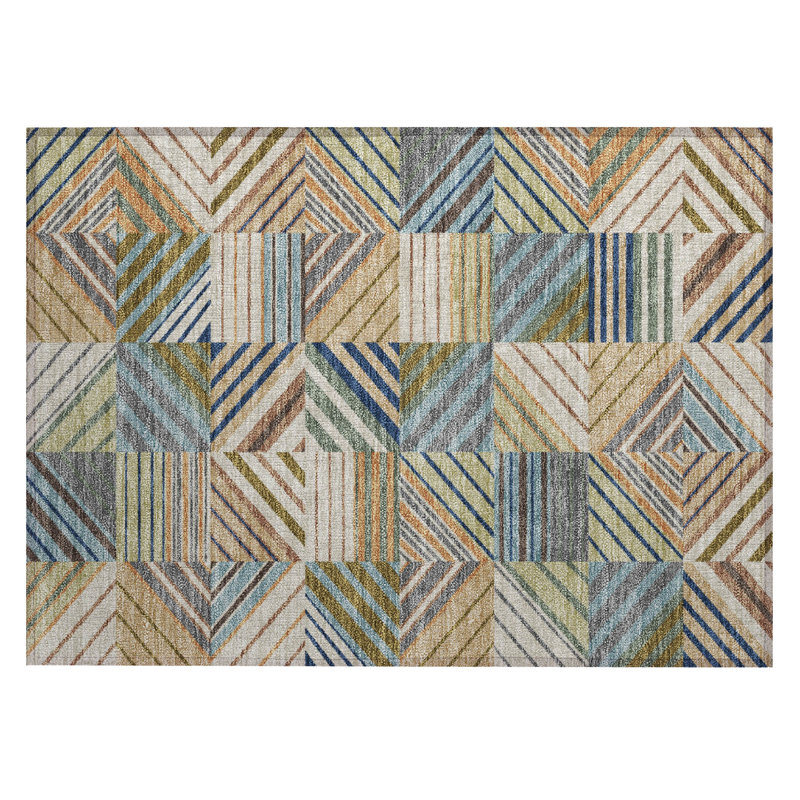 Machine Washable Indoor/Outdoor Lanphear ACN2399 Patchwork Rug, Rectangle 1'8" x 2'6"