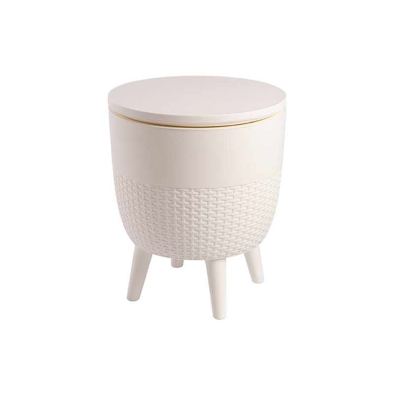 Table d'appoint et glacière d'extérieur 2-en-1 en résine Cancun, Blanc