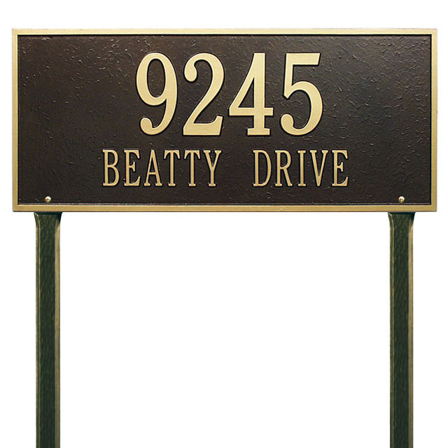 Plaque d'adresse sur 2 lignes Hartford, Bronze et doré, Oui