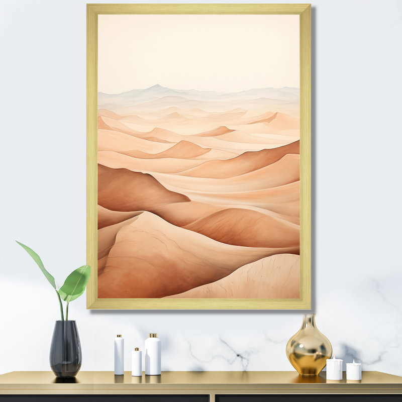 «Saharas Desert Silence I» sur toile, Cadre doré simple, H 40 po x l 30 po x P 1,5 po
