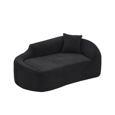 Upholstered Chaise Lounge Chair Indoor With Pillow Chenille Chaise Lounge Fluffy Reading Chairs For Office Living Room Bedroom Relaxing by East Urban Home
