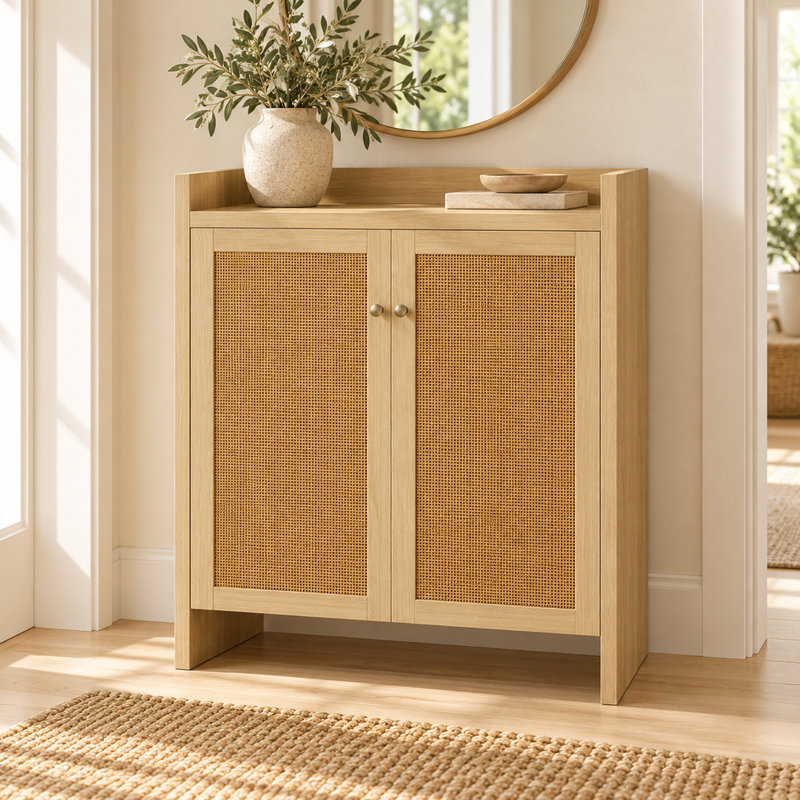 Armoire de rangement à chaussures en rotin