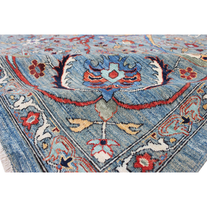 High-Quality Hand-Knotted Light Blue Area Rug