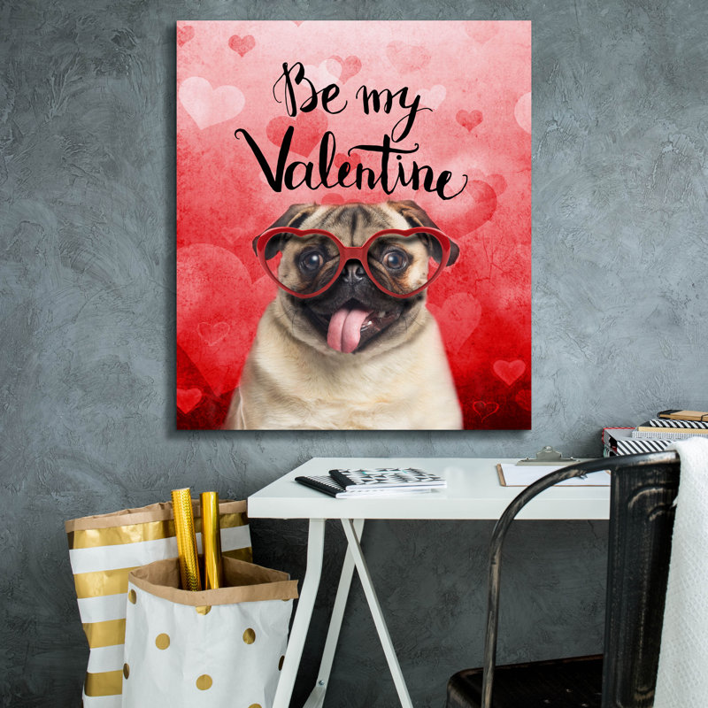  «Valentine Pug 2» par John Hovenstine, art mural sur toile, 26 po x 30 po, H 30 po x l 26 po
