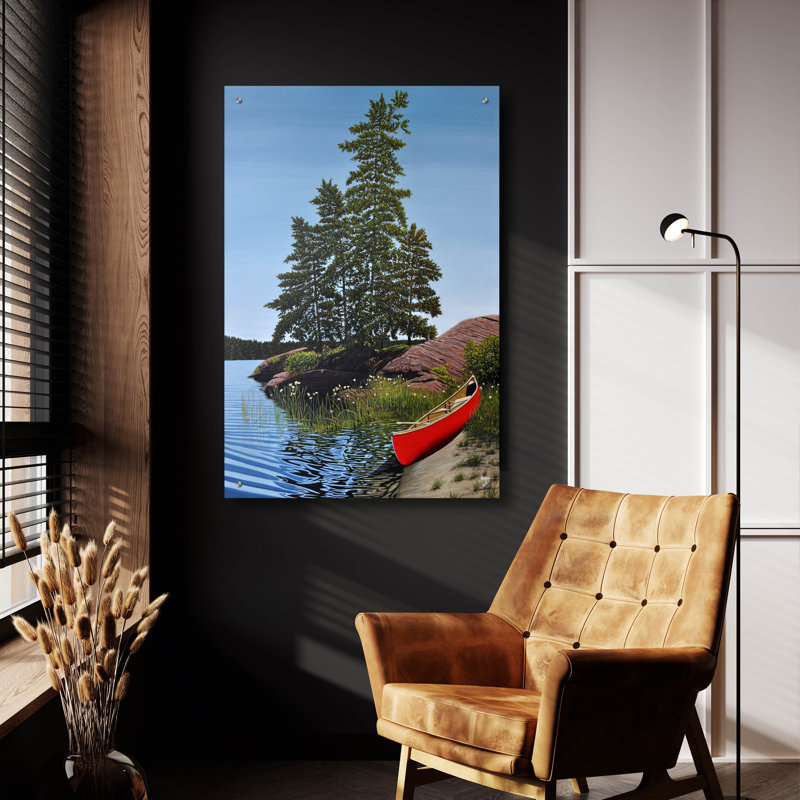  «Georgian Beached Canoe» par Kenneth M Kirsch, art mural en verre acrylique, 24 po x 36 po, H 36 po x l 24 po