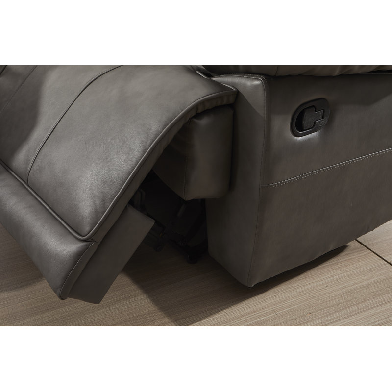 Ensemble de salon inclinable 3 pièces Bebingt, Faux cuir gris