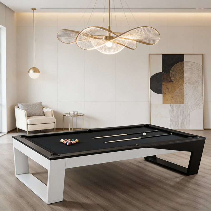 Modern Three-in-one Solid Wood Marble Multi-Functional 7'Pool Table, 31.89" H x 89.37" L x 50.39" W