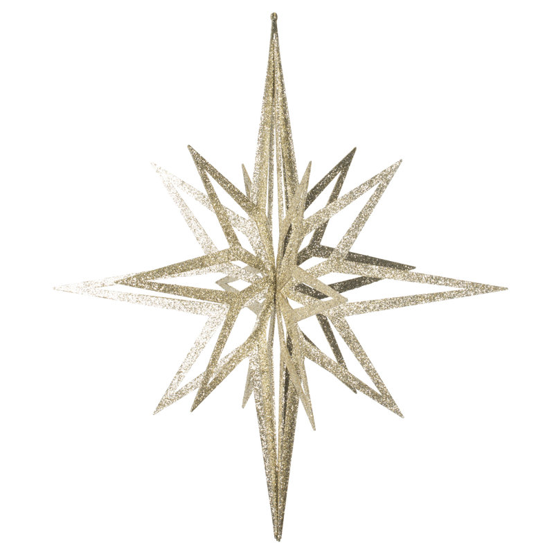 Ornement étoile scintillante Vickerman 3D, Champagne, H 32 po x l 30 po x P 30 po