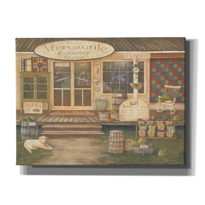 «General Store II» par Pam Britton, art mural sur toile, H 12 po x l 16 po x P 0,75 po