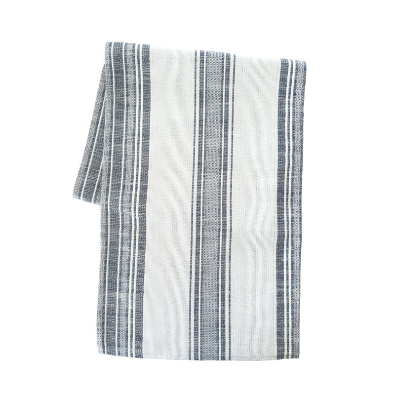 Striped Table Runnner, White