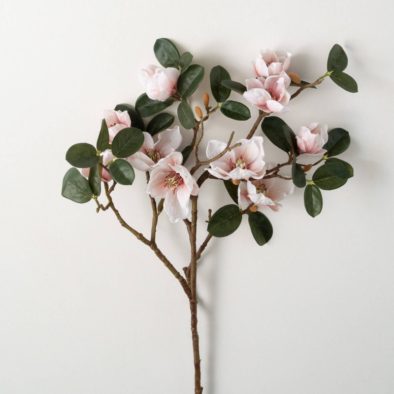 Tige de magnolia artificielle 40 po 40 po, Rosé