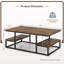 Table basse rectangulaire Hommoo de 43 po avec tablettes de rangement, table de salon en bois d'ingénierie et en métal pour salon, bureau ou appartement, brun rustique et noir