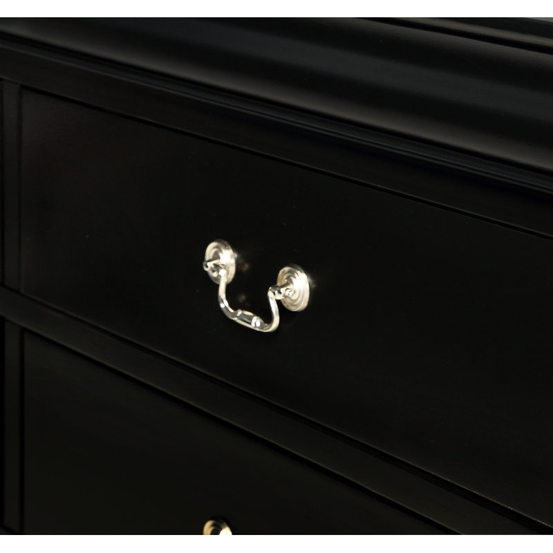 Jeferson Sleigh Bedroom Set Special, Noir, Trois pièces : lit, 2 tables de chevet, Lit double