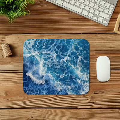 Coastal Blue Ocean Waves XI Coastal Landscapes Waves Nautical Gaming Cute Office Laptop Desk Pad Gift Mat Square Rectangle Non-Slip Mousepad
