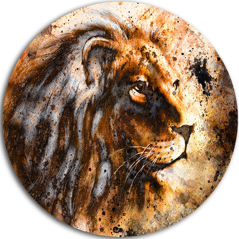 «Lion Collage - Animal Circle», art mural, H 38 po x l 38 po x P 1 po, Métal