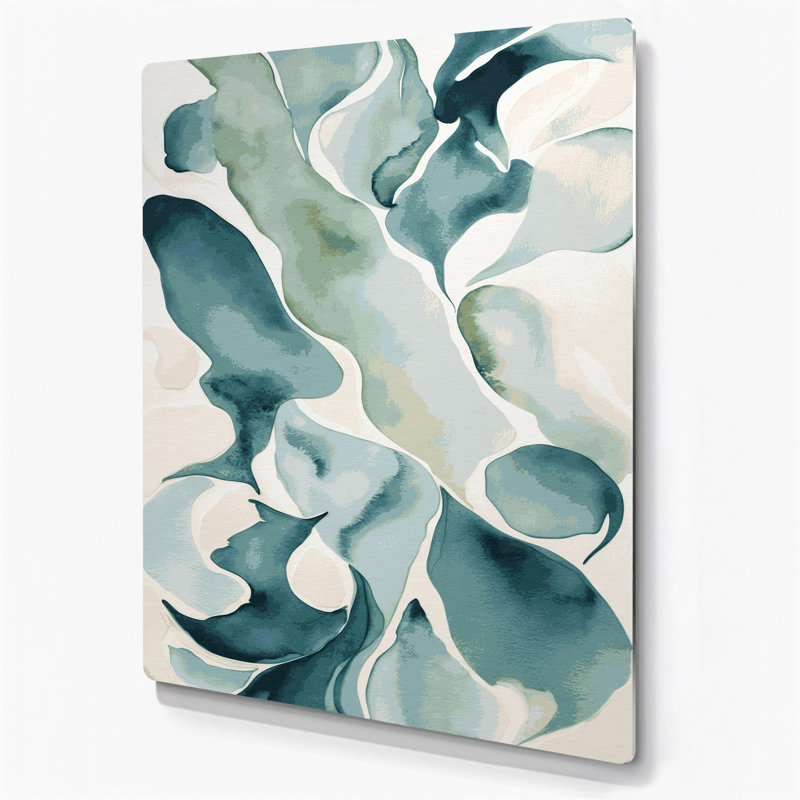 Abstrait aquarelle 79, art mural en métal beige, H 20 po x l 24 po