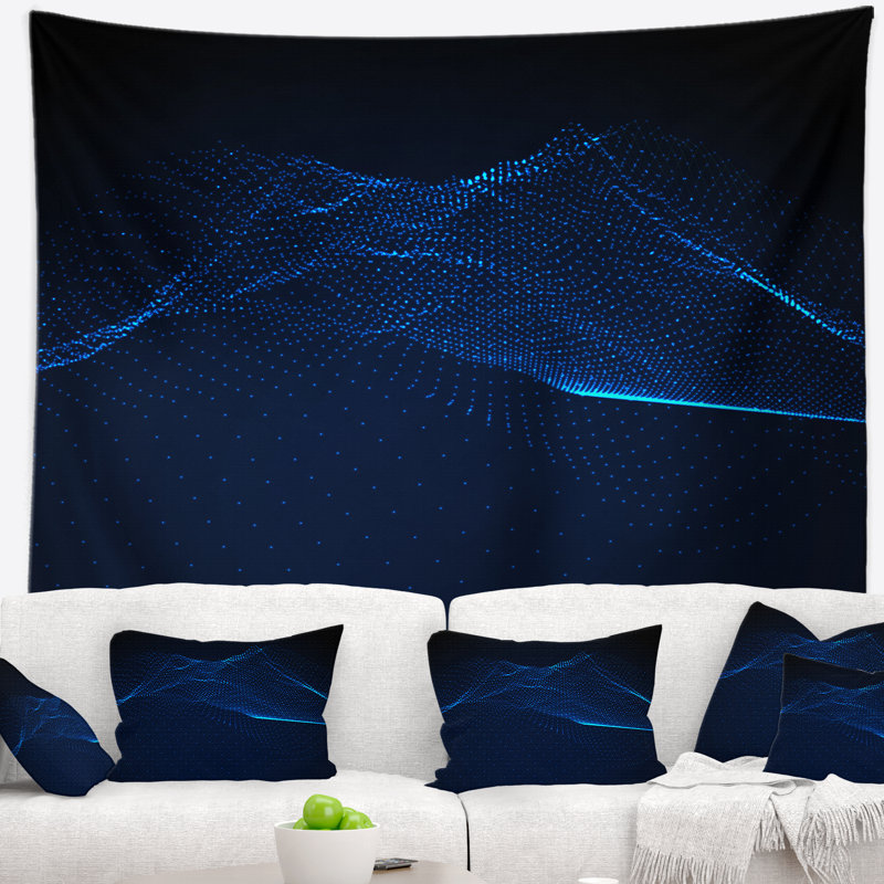 Tapisserie «Spacescape 3D Wave Glowing Particles», H 50 po x l 60 po