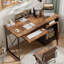 47" Reversible Computer Desk with Cabinet & Keyboard Tray , Industrial Home Office Desk or study desk for Small Spaces with Shelf-192334861