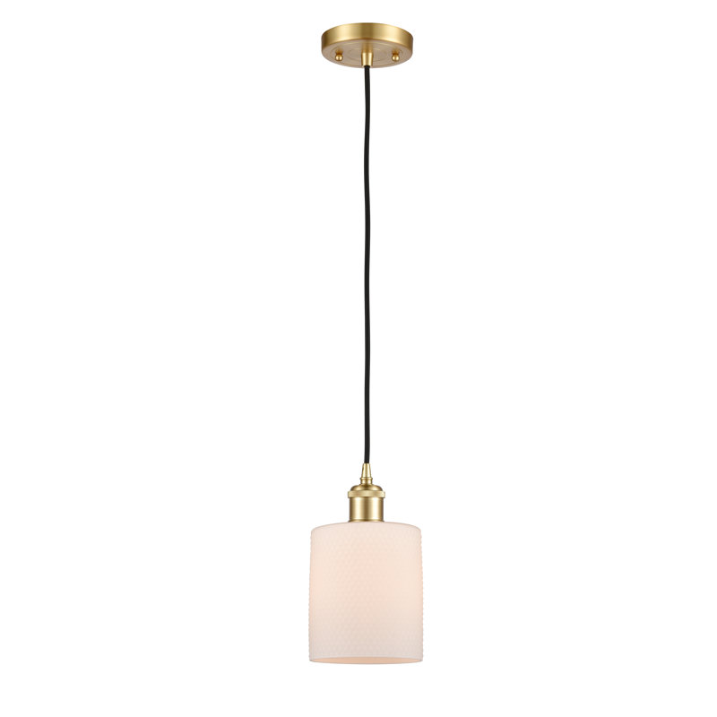 Luminaire suspendu en dôme à 1 lumière Willamette, Ampoule non incluse, Blanc mat, Or satiné