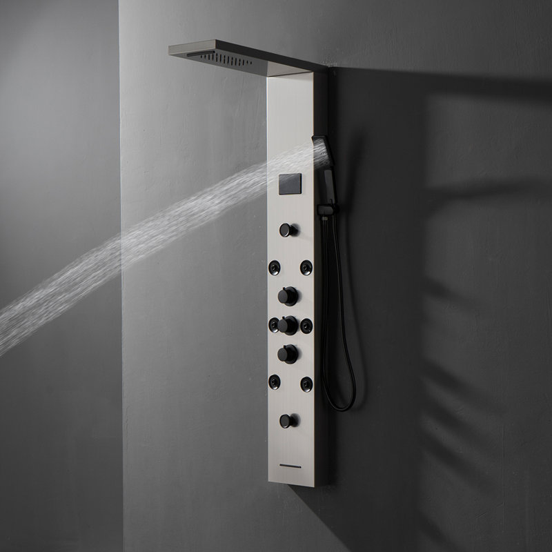 Black Nickel 5-Jet Rainfall Shower Panel System with Handheld Shower