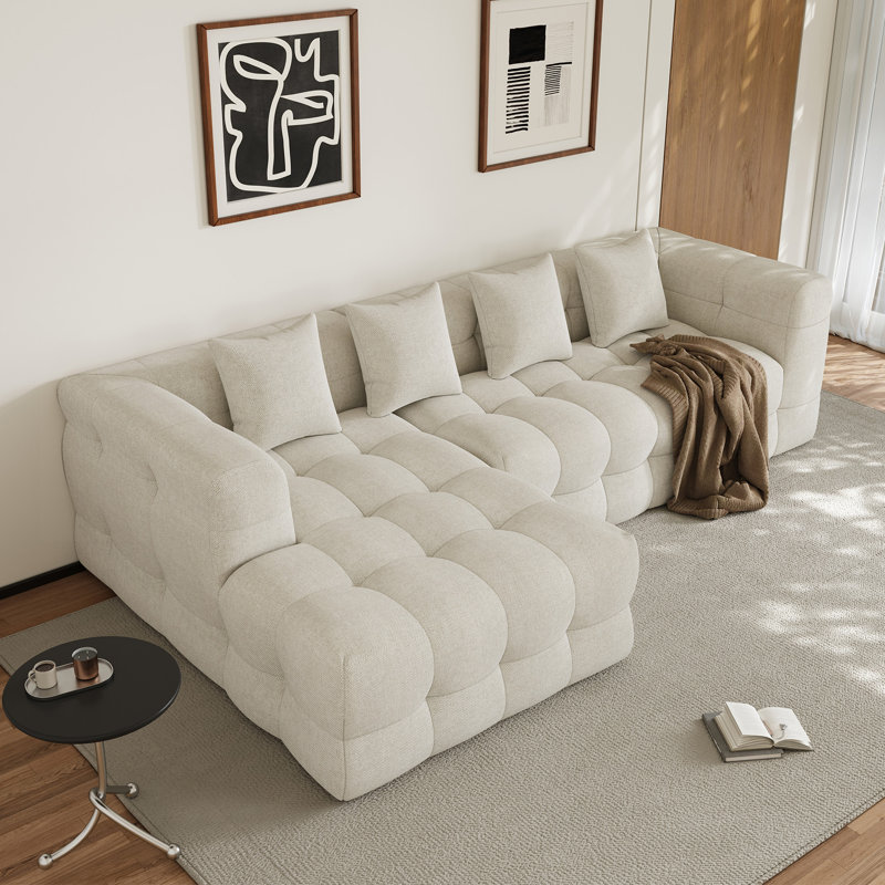 Canapé modulaire rembourré 2 pièces Boneless, Face à la gauche, Chenille blanche