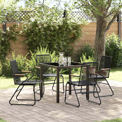 5 Piece Garden Dining Set Black PVC