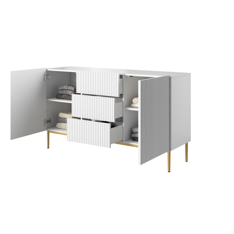 Amhad NICOLE CHEST OF DRAWERS 150 2D3SZ, White/Gold