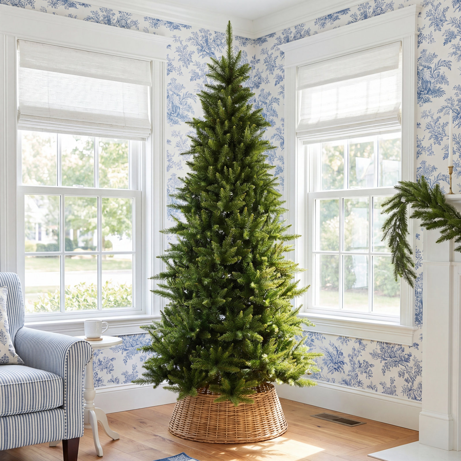 Peabody Fir Slim Artificial Christmas Tree, 8.5' H, Unlit, Not Pre-Lit