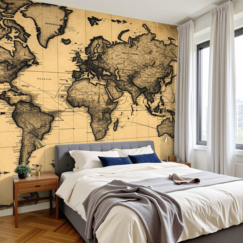 Murale auto-adhésive moderne pour la chambre à coucher L 96 po x H 69 po Peel and Stick, L 96 po x l 69 po