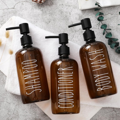 Ensemble de 3 shampoing et distributeur de revitalisant, 3 flacons de savon pour la douche 21 oz avec pompe, distributeur de shampooing pour le corps, shampoing et shampooing