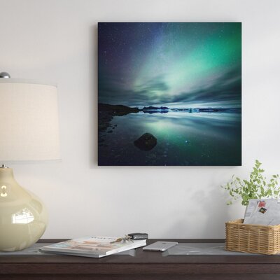 Aurora Borealis (Northern Lights) Over Glacial Lagoon, Iceland' Photographic Print on Wrapped Canvas -  East Urban Home, ESUR2881 37307556