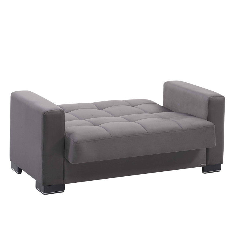 Legacy 65 in. Fabric Upholstered 2-Seater 3-in-1 Sleeper Loveseat Sofa Bed with Storage, Firm Seat Cushion, Gray Microfiber